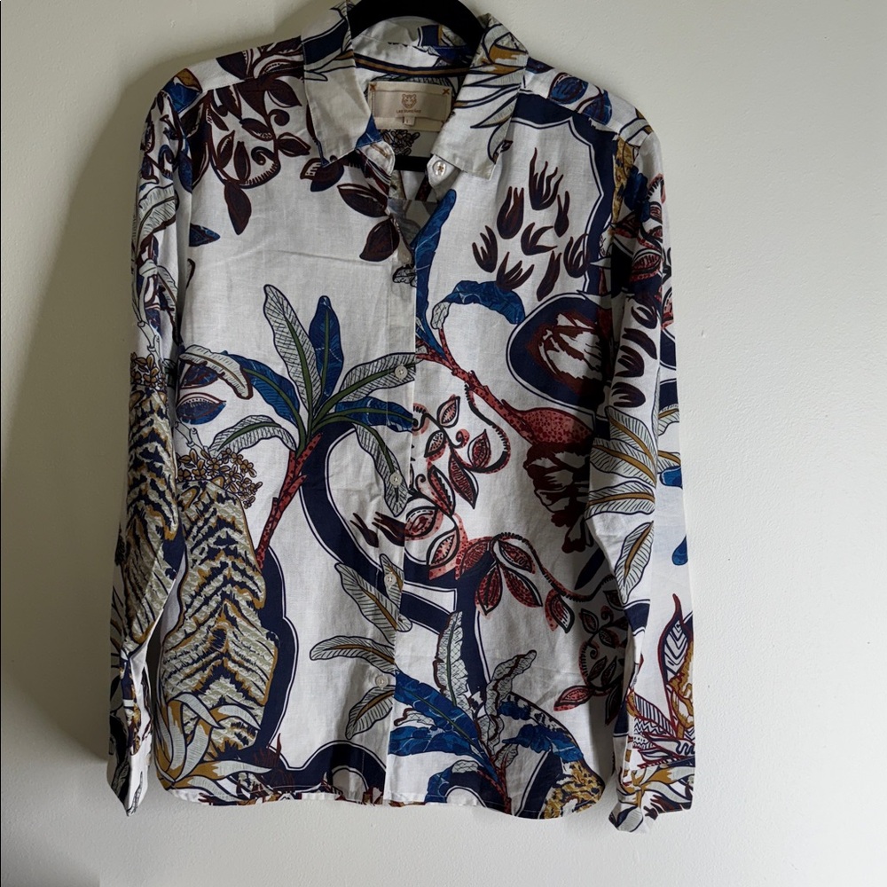 Las Surenas Tropical Print Casual Button Down Shirt size large Men’s